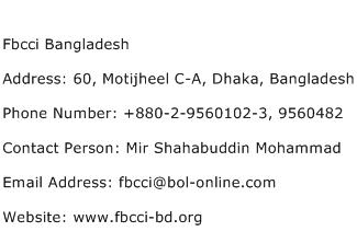 Fbcci Bangladesh Address Contact Number