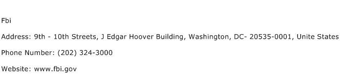 Fbi Address Contact Number