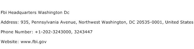 Fbi Headquarters Washington Dc Address Contact Number