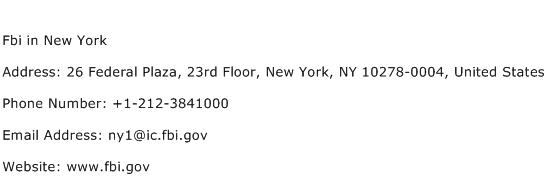 Fbi in New York Address Contact Number