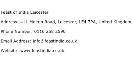 Feast of India Leicester Address Contact Number