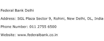 Federal Bank Delhi Address Contact Number