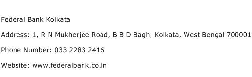 Federal Bank Kolkata Address Contact Number