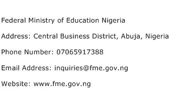 Federal Ministry of Education Nigeria Address Contact Number