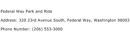 Federal Way Park and Ride Address Contact Number
