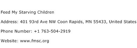 Feed My Starving Children Address Contact Number