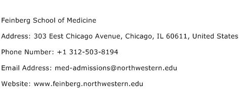 Feinberg School of Medicine Address Contact Number