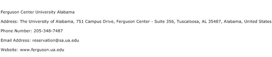 Ferguson Center University Alabama Address Contact Number