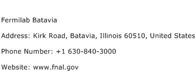 Fermilab Batavia Address Contact Number