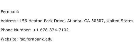 Fernbank Address Contact Number