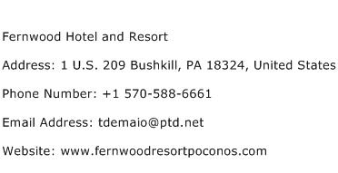 Fernwood Hotel and Resort Address Contact Number