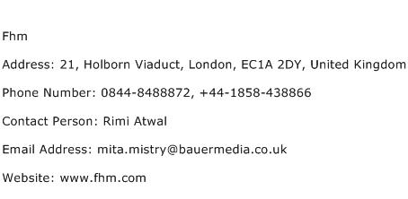 Fhm Address Contact Number