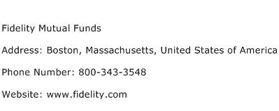 Fidelity Mutual Funds Address Contact Number