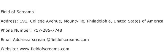 Field of Screams Address Contact Number