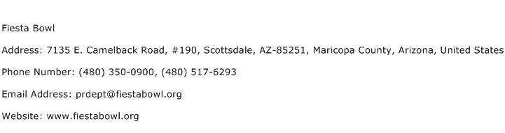 Fiesta Bowl Address Contact Number