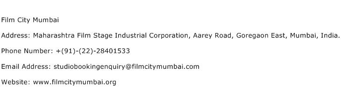 Film City Mumbai Address Contact Number