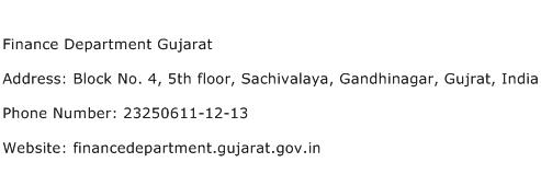 Finance Department Gujarat Address Contact Number