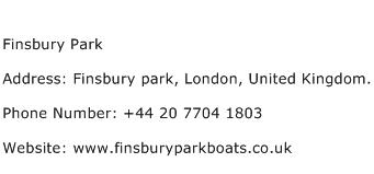 Finsbury Park Address Contact Number