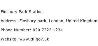 Finsbury Park Station Address Contact Number