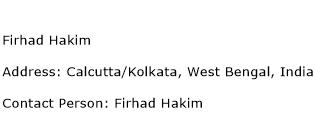 Firhad Hakim Address Contact Number