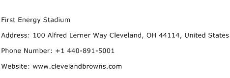 First Energy Stadium Address Contact Number