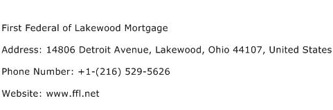 First Federal of Lakewood Mortgage Address Contact Number