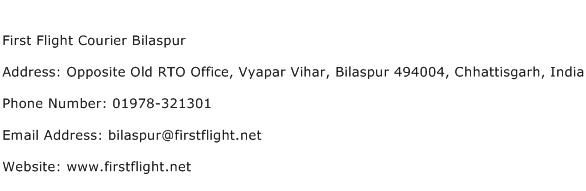 First Flight Courier Bilaspur Address Contact Number