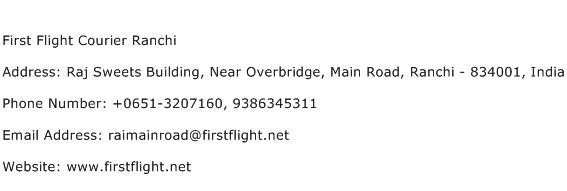 First Flight Courier Ranchi Address Contact Number