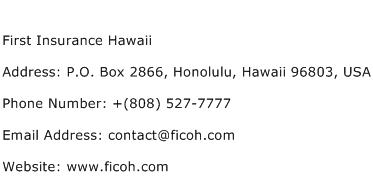 First Insurance Hawaii Address Contact Number