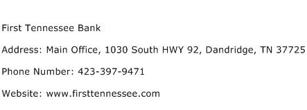 First Tennessee Bank Address Contact Number