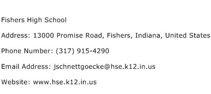 Fishers High School Address Contact Number