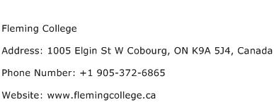 Fleming College Address Contact Number