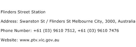 Flinders Street Station Address Contact Number