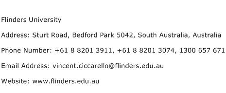 Flinders University Address Contact Number