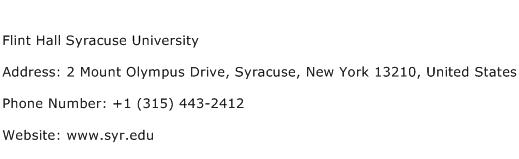 Flint Hall Syracuse University Address Contact Number