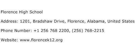 Florence High School Address Contact Number