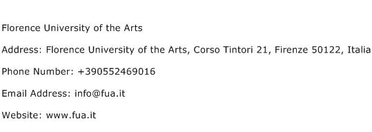 Florence University of the Arts Address Contact Number