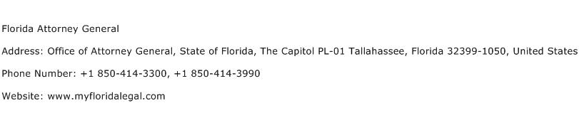 Florida Attorney General Address Contact Number
