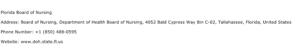 Florida Board of Nursing Address Contact Number