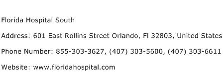 Florida Hospital South Address Contact Number