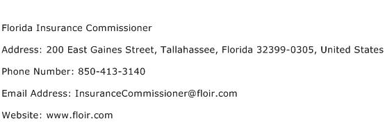 Florida Insurance Commissioner Address Contact Number