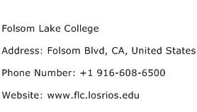 Folsom Lake College Address Contact Number