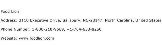 Food Lion Address Contact Number