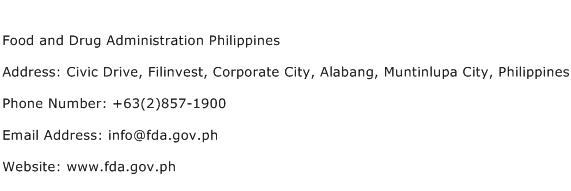 Food and Drug Administration Philippines Address Contact Number