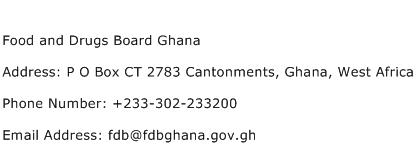 Food and Drugs Board Ghana Address Contact Number