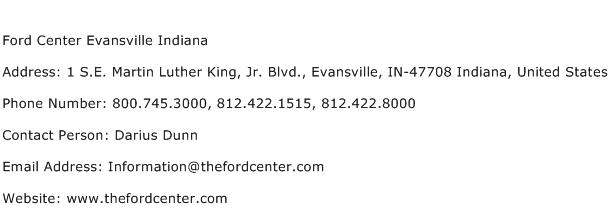 Ford Center Evansville Indiana Address Contact Number