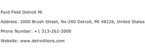 Ford Field Detroit Mi Address Contact Number