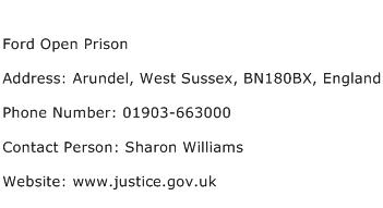 Ford Open Prison Address Contact Number