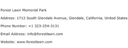 Forest Lawn Memorial Park Address Contact Number