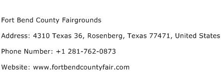 Fort Bend County Fairgrounds Address Contact Number